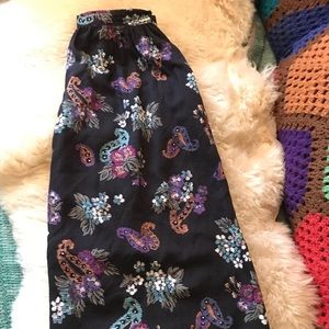 Vintage floral paisley knee length skirt xs